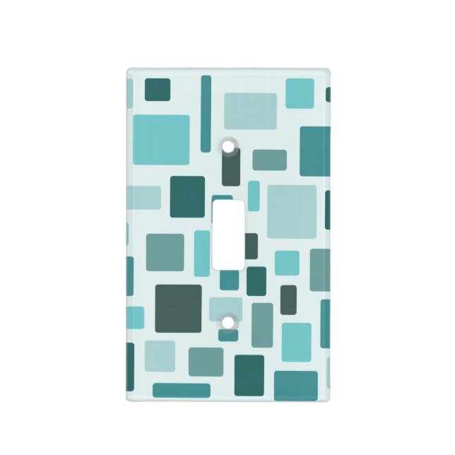 MCM Disarrayed Bricks Aquamarine Light Switch Cover (Front)