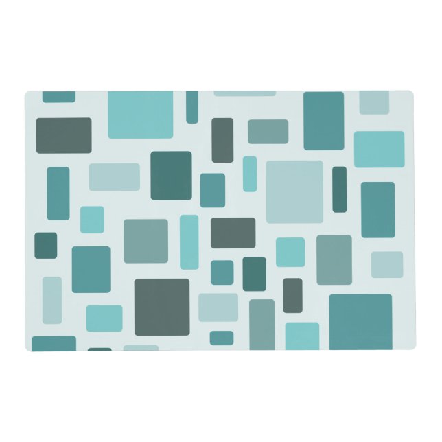 MCM Disarrayed Bricks Aquamarine Placemat (Front)