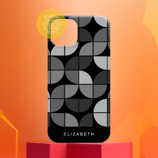 MCM Geometric Mod Circles Pattern - black and grey Case-Mate iPhone 14 Case