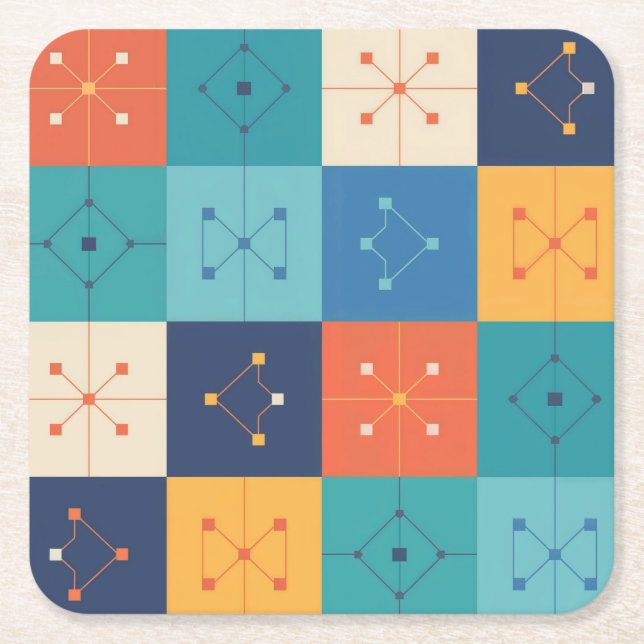 MCM Geometric Pattern Coaster Set (Front)