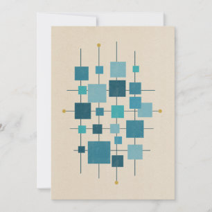 MCM Geometric Squares - Blue Holiday Card