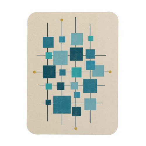 MCM Geometric Squares _ Blue Holiday Card Magnet