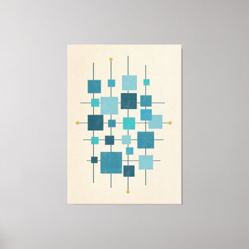 MCM Geometric Squares _ blue Poster Canvas Print