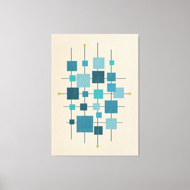 MCM Geometric Squares - blue Poster Canvas Print (Front)
