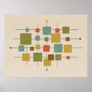 MCM Geometric Squares - Multi Postcard Poster