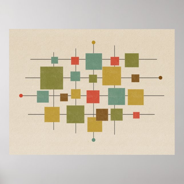 MCM Geometric Squares - Multi Postcard Poster (Front)