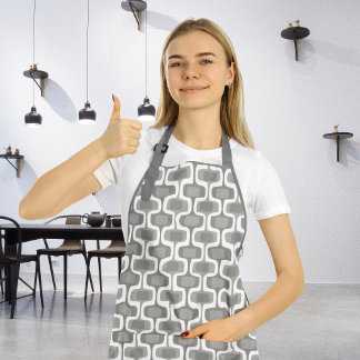 MCM Gray Tones Trendy Mid-Century Modern Pattern Apron