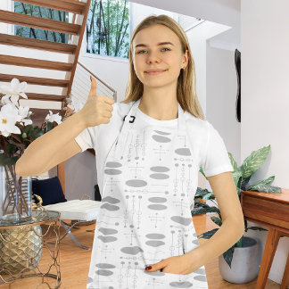 MCM Gray Tones Trendy Mid-Century Modern Pattern Apron