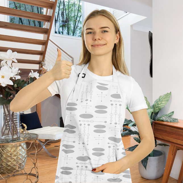 MCM Gray Tones Trendy Mid-Century Modern Pattern Apron (Creator Uploaded)