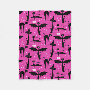 MCM Halloween Fancy Dress Minimalist Cats Pink Fleece Blanket