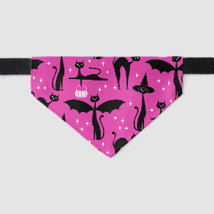 MCM Halloween Fancy Dress Minimalist Cats Pink Pet Bandana Collar