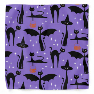 MCM Halloween Fancy Dress Minimalist Cats Purple Bandana
