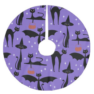 MCM Halloween Fancy Dress Minimalist Cats Purple Brushed Polyester Tree Skirt