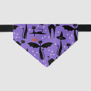 MCM Halloween Fancy Dress Minimalist Cats Purple Pet Bandana Collar