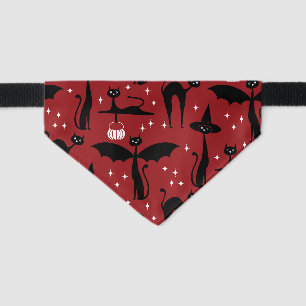 MCM Halloween Fancy Dress Minimalist Cats Red Pet Bandana Collar
