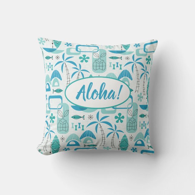 MCM Hawaiian Village - Blue Outdoor Pillow (Front)