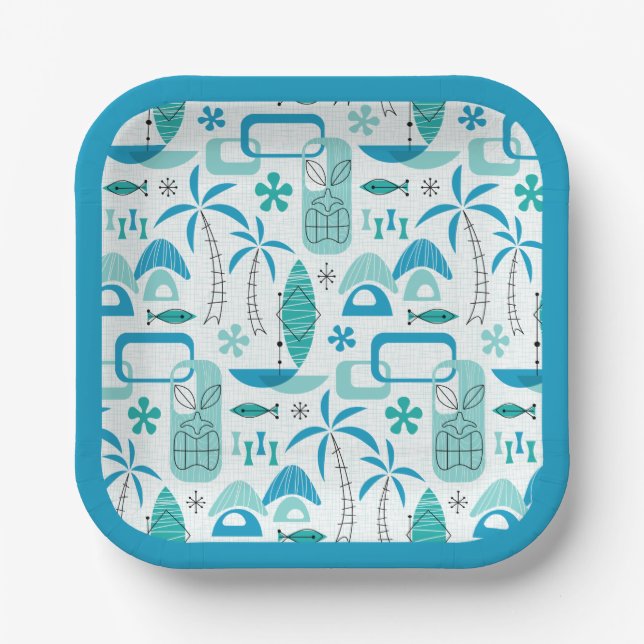 MCM Hawaiian Village – Blue Paper Plates (Front)