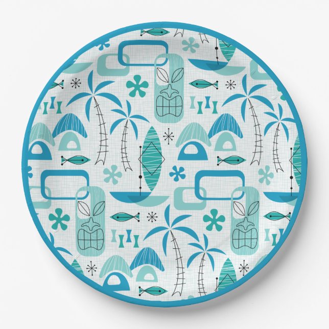 MCM Hawaiian Village – Blue Paper Plates (Front)