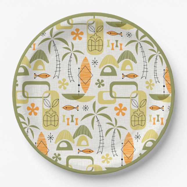 MCM Hawaiian Village Paper Plates (Front)
