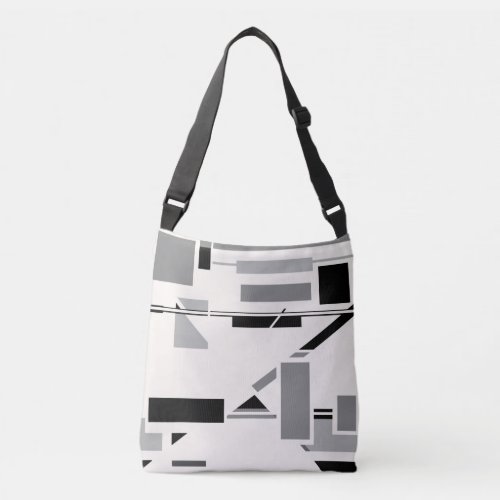 MCM Inspired Black Gray Shapes on Off_White Design Crossbody Bag