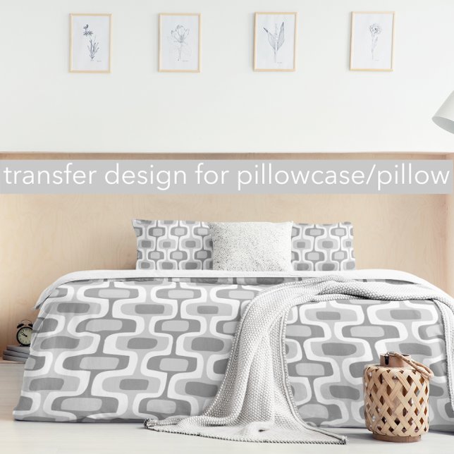 MCM Mid-Century Modern Gray White Pattern Duvet Cover (Creator Uploaded)