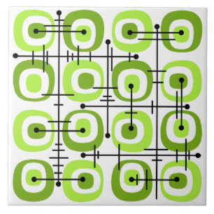 MCM Midcentury Abstract Pattern Chartreuse Ceramic Tile