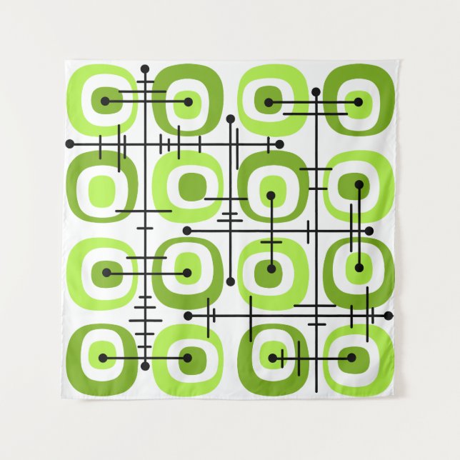 MCM Midcentury Abstract Pattern Chartreuse Tapestry (Front)