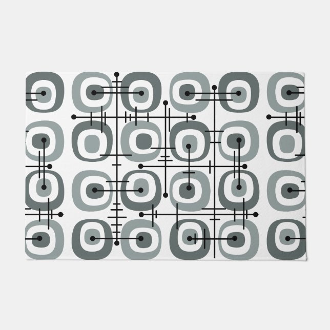 MCM Midcentury Abstract Pattern Gray Doormat (Front)