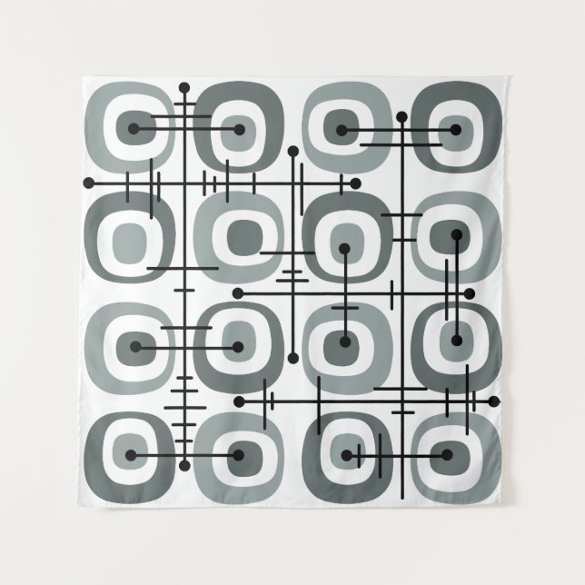 MCM Midcentury Abstract Pattern Gray Tapestry (Front)