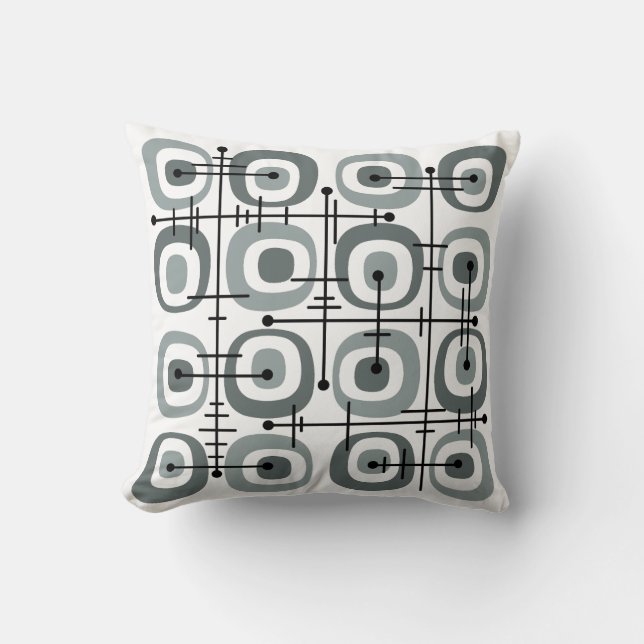 MCM Midcentury Abstract Pattern Gray Throw Pillow (Front)