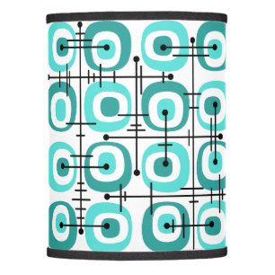 MCM Midcentury Abstract Pattern Turquoise Lamp Shade