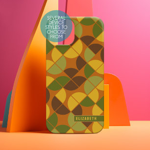 MCM Mod Circles Pattern avocado green harvest gold Iphone 18 Pro Case