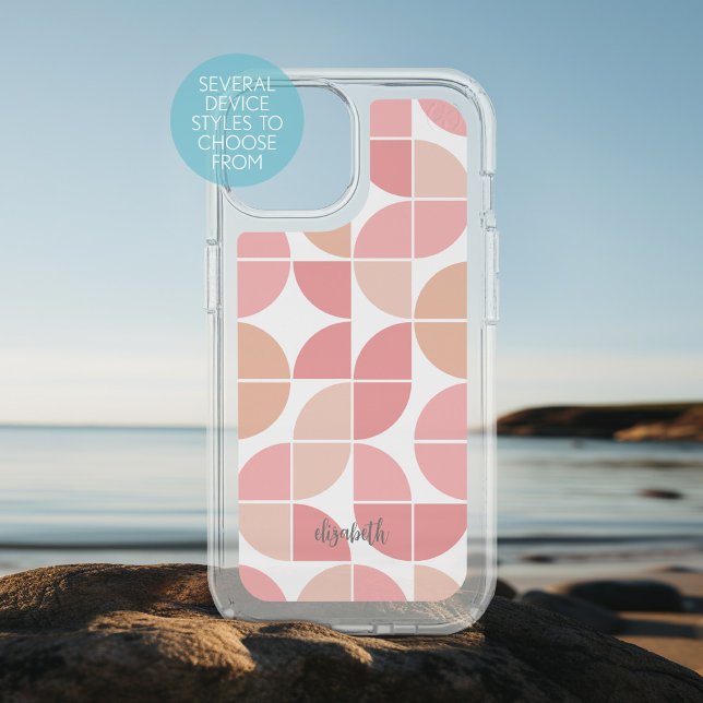 MCM Mod Circles Pattern mauve and blush pink Speck iPhone Case (Personalized Phone Case with MCM pattern and Custom Name)