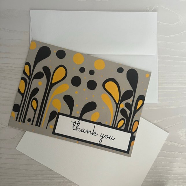 MCM Modern Painting Lollipops Gray Gold Black Thank You Card (Creator Uploaded)