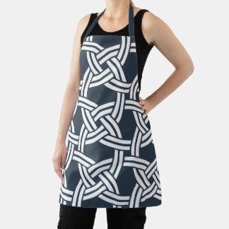 MCM Navy Blue Mid-Century Modern Circle Pattern Apron