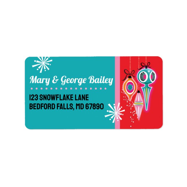MCM Ornaments Christmas Card Address Labels (Front)