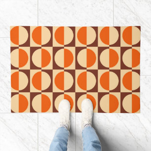 MCM Retro Geometric Half Square and Circle Pattern Doormat