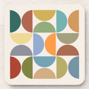 MCM Semicircle Color on Cream Square Beverage Coaster