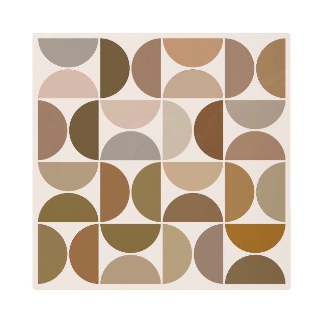 MCM Semicircles Browns+Cream Big Pattern Metal Print (Front)