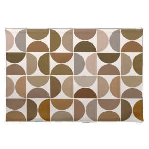 MCM Semicircles Browns+Cream Pattern Cloth Placemat