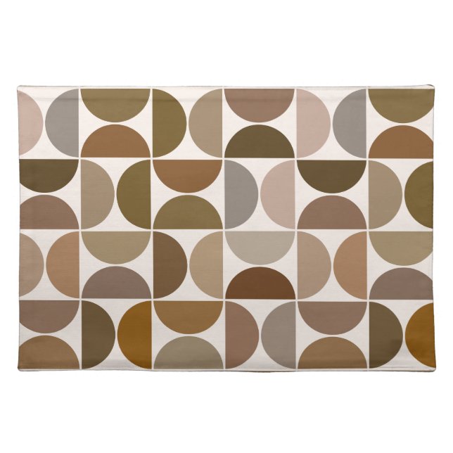 MCM Semicircles Browns+Cream Pattern Cloth Placemat (Front)