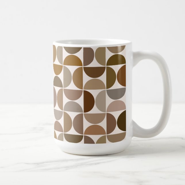 MCM Semicircles Browns+Cream Pattern Coffee Mug (Right)