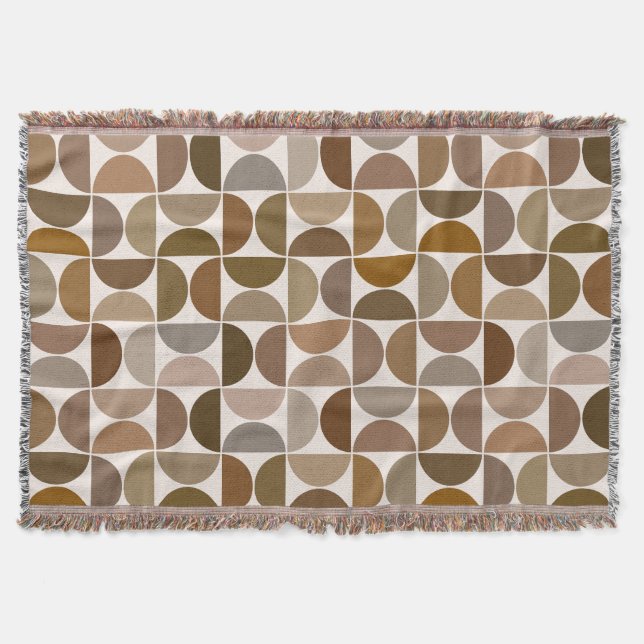 MCM Semicircles Browns+Cream Pattern Throw Blanket (Front)