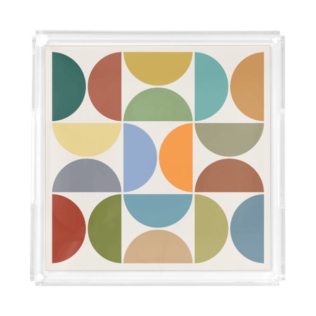 MCM Semicircles Color on Cream Square Acrylic Tray (Front)
