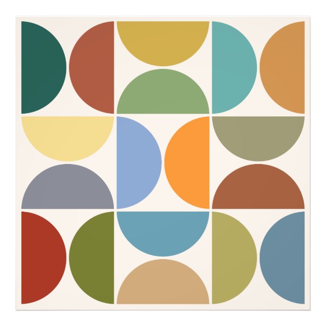 MCM Semicircles Color on Cream Square Photo Print (Front)