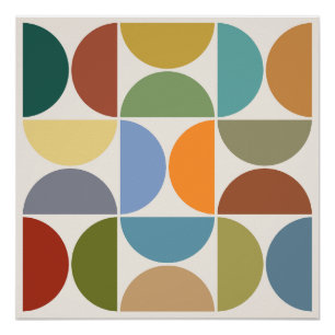 MCM Semicircles Color on Cream Square Poster