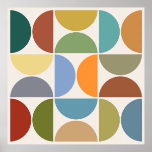 MCM Semicircles Color on Cream Square Poster