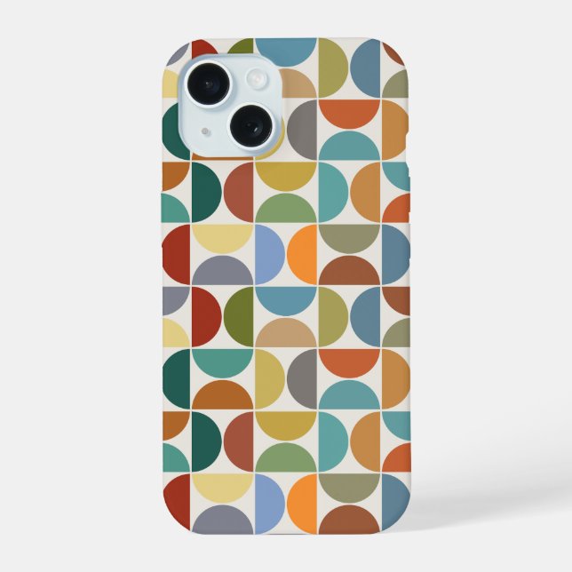 MCM Semicircles Pattern Color on Cream iPhone 15 Case (Back)