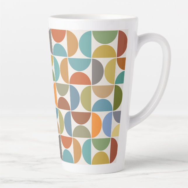 MCM Semicircles Pattern Color on Cream Latte Mug (Right)