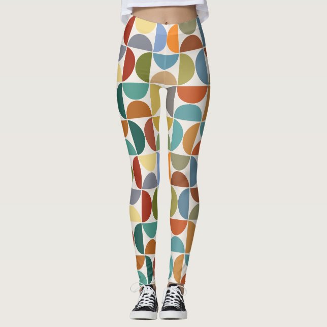MCM Semicircles Pattern Color on Cream Leggings (Front)